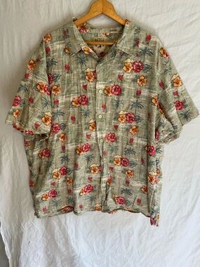 DadCore Vintage RedHead Tropical Floral Shirt Plus Size